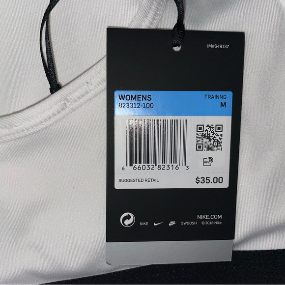 NWT - Nike White Classic Medium Support Sports Bra - Size: M - Picture 2 of 4
